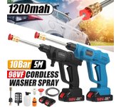 Pistola de Agua pulverizada para lavadora de coche inalámbrica 98VF, máquina de limpieza para lavado de coches para Makita de 18V de alta presión con batería de 1200mAh black negro