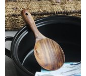 Cuchara de arroz de madera de teca, pala para arroz, cuchara de cocina de madera, cucharón, cuchara grande para servir, utensilios de cocina de madera, vajilla