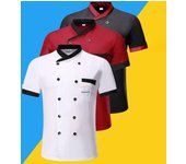 Chaqueta de chef de manga corta para hombre y mujer, uniforme de restaurante para servicio de alimentos, camisa de cocinero, panadero, ropa de camarero XXXXL blanco
