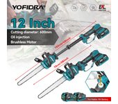 YOFIDRA - Motosierra eléctrica telescópica sin escobillas para podar ramas altas, jardín, carpintería, batería Makita de 18 V-21 V Without battery