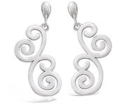 Les Trésors De Lily [J3517] - Boucles Argent 'Chorégraphie' argenté (rhodié) - 27x13 mm plata