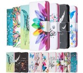 Funda de cuero pintada con tapa para Samsung Galaxy S23 Plus Ultra A14 A04 A23e M13 4g 5g con ranura para tarjetas y soporte, funda suave para teléfono tipo billetera For S23 Ultra