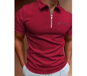 Polos de verano para hombre con bolsillo en el pecho y cremallera, camisetas informales de manga corta, ligeras y cómodas, camisetas con solapa lisa para hombre S azul marino
