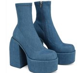 Botas cortas azul lago para mujer, tacón grueso, primavera y otoño 2024, botas vaqueras de tacón alto, botas elásticas de pierna fina mate, zapatos de mujer 35 negro
