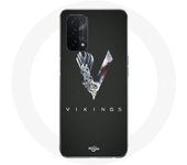 Coque pour Oppo A74 Vikings Série Saison 6 logo V Epée Gris Fond Noir