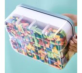 Caja de almacenamiento de bloques de construcción para niños, estuche de almacenamiento apilable, contenedor de artículos diversos ajustable, caja de cosméticos con asa, organizador de juguetes naranja