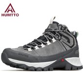 HUMTTO Botas de senderismo antideslizantes para mujer, botines de cuero para mujer, zapatillas de seguridad para exteriores de invierno, zapatos de trekking impermeables y transpirables 36 azul/gris