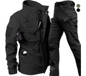 Traje de motociclista resistente al viento y al agua para hombre, conjunto de chaqueta y pantalones, uniforme de invierno de piel de tiburón y caparazón suave, abrigos polares cálidos S verde