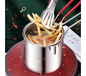 Freidora multifunción de acero inoxidable 304, creativa para el hogar, con Clip para tapa y cesta coladora, sartenes para patatas fritas, utensilios de cocina