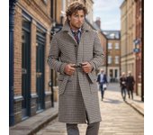 Nuevo abrigo de lana de longitud media para hombre de otoño e invierno, abrigo grueso acolchado con estampado de pata de gallo XL