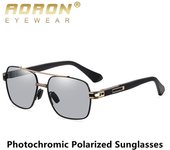 AORON Gafas de sol polarizadas fotocromáticas de moda para hombres Diseño de marca Pesca Conducción Gafas deportivas Gafas clásicas antideslumbrantes UV400 para conductor Without Case negro/oro