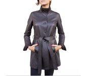 Chaqueta larga de cuero de otoño e invierno, abrigo cortavientos de cuero para mujer, cuello alto M negro