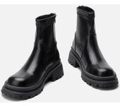 Botas cortas de otoño con cremallera lateral, punta redonda, finas y transpirables con cordones de estilo británico para mujer 35