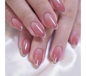 Mejora tu look con una manicura ovalada de cobertura total con cambio gradual y brillo, ideal para fiestas, bailes y uso diario. YT-A02-A
