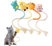 Juguete de cuerda rascador para gatos, cuerda de algodón, juguete masticable resistente a las mordeduras, garra de pata, protector de muebles, juguete rascador, rompecabezas para gatos, forma linda verde