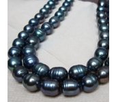 COLLAR DE PERLAS NATURALES DEL MAR DEL SUR VERDE NEGRO 9-10MM 32 pulgadas