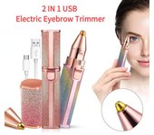Recortador eléctrico de cejas 2 en 1, recargable por USB, vello Facial corporal, eliminación de forma de lápiz labial, Mini depiladora, afeitadora para mujer oro