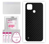 apgo Protective Skin Sticker for the back compatible with Realme C25Y, Wrap Film, Foil, Vinyl - Pattern Carbon Black