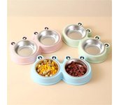 Accesorios para perros y gatos, cuencos dobles, comederos de agua y comida para perros, bebederos de acero inoxidable para mascotas, suministros de alimentación para mascotas azul