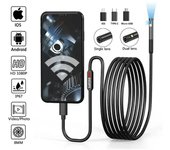 Cámara de inspección endoscópica 3 en 1, minicámara de inspección Micro USB/Tipo C para iOS y iPhone, boroscopio de tuberías impermeable. 1M