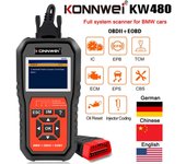 Escáner OBD2 KONNWEI KW480 para coche, sistema completo, ABS, airbag, SRS, reinicio de aceite, herramienta de diagnóstico automático, lector de códigos de motor para BMW E38 E46 negro