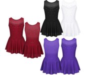 Niños Niñas Sin Mangas Brillante Rhinestone Ballet Leotardo Vestido Tul Danza Lírica Patinaje Sobre Hielo Trajes Atléticos 5-6 Years púrpura