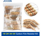 Kit surtido de resistencias de película de carbono, 1W, 2W, 3W, 5W, resistencia de anillo de Color ohm (0,1 ohmios - 820 ohmios) (1K ohmios - 750K ohmios) 1W 0.1~750R 300Pcs