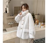 Nuevo Abrigo de invierno de lana de oveja con corte de lana para mujer, gránulos, versátil, suelto, piel de imitación, abrigo de lana de cordero, abrigo de lana de cuero de una pieza S