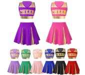 Uniforme de porristas para niñas, camiseta sin mangas con estampado de letras y Falda plisada, disfraz de animadora para Halloween 7-8 Years rojo