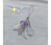 with Star with Star Cottage Core Purple Pink Key Chain Beaded Phone Charm  Phone Charm Key Chain púrpura