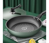 Sartén de acero inoxidable antiadherente para el hogar, sartén para tortilla, panal, Wok multifuncional para carne 24cm verde