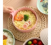 Juego de cuencos para cocinar ramen en microondas con palillos, cuenco para fideos, ramen rápido apto para microondas beige