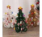 Adorno de árbol de Navidad de madera hecho a mano: 1 adorno navideño de mesa 3D con accesorios para colgar, regalo de decoración festiva A1