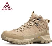 HUMTTO Botas de hombre impermeables para senderismo al aire libre, zapatillas de trekking antideslizantes para hombre, botines de seguridad de cuero 39 caqui