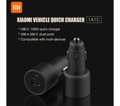 Adaptador de carga de cargador rápido para vehículo Xiaomi, puertos USBA USBC duales, luz LED Compatible con teléfonos negro