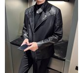 Nueva chaqueta holgada de cuero PU para motocicleta para hombre, chaqueta negra, chaquetas de cuero sintético para Otoño e Invierno para hombre S