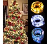 Cinta de luz LED, lámpara de cinta con alambre de cobre, Adornos de árbol de Navidad, lazo, regalo, decoración, linterna, Navidad, Natal, Año Nuevo 2M-20LED