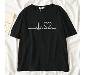 Camiseta negra con latidos del corazón para mujer 2022, estilo Harajuku de los años 90, camisetas gráficas coreanas para mujer, camiseta Kawaii Y2K para mujer, envío directo XL