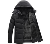 WannaWear, A Prueba de Viento, A Prueba de Lluvia, Invierno, Hombres, Prendas de Vestir, Cuello, Cálido, Algodón, Abajo, Abrigo, Grueso, Parka, Ropa, Largo L negro