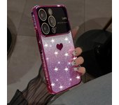 Glitter Gradient Love Heart Funda de teléfono de silicona suave para iPhone 15 14 13 12 11 Pro Max 14 15 Plus Parachoques a prueba de golpes Funda trasera de TPU transparente For iPhone 15 plata