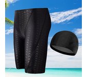 2 unids/set bañadores impermeables de secado rápido transpirable elástico de talla grande conjunto de natación de verano para piscina 3XL negro