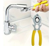 Llave multiusos para grifos y boquillas de fregadero de acero inoxidable con mango antideslizante: perfecta para desmontar, quitar aireadores y aflojar filtros. 1pcs amarillo