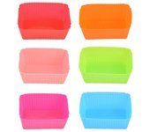 Molde rectangular de silicona para tartas, 6 unidades, para magdalenas y muffins