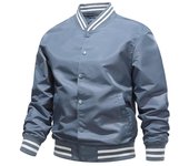 Chaqueta bomber de primavera y otoño para hombre, uniforme de béisbol con botones, abrigo de pareja del mismo estilo para hombre y mujer, chaqueta de trabajo de moda S
