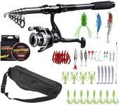 LEO PESCA Combos de caña y carrete de pesca portátiles de fibra de carbono con accesorios de señuelo para viajes en agua salada y dulce 1.8m Rod Full Set