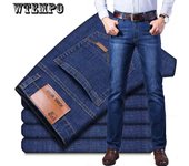Pantalones vaqueros de otoño para hombre, pantalones finos de pierna recta, pantalones elásticos sueltos para hombre 36 negro