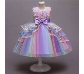 Vestido infantil para niñas, vestido de baile con apliques de flores, vestidos de princesa para niñas pequeñas, disfraces elegantes para fiestas, ropa para niños 110cm púrpura