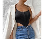 Camiseta sin mangas con cuello en U y diamantes de espina de pescado para mujer, top corto de verano, camisola de color liso, chaleco corto sin mangas para mujer, ropa Y2K L rojo rosa
