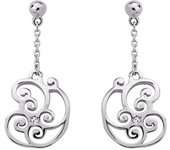 Altesse [Q3467] - Boucles Argent 'Flora' blanc argenté (rhodié)- 30x11 mm blanco