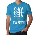 Camiseta vintage para hombre con gráfico Di sí a los tweets Aqua XS rica azul eléctrico
